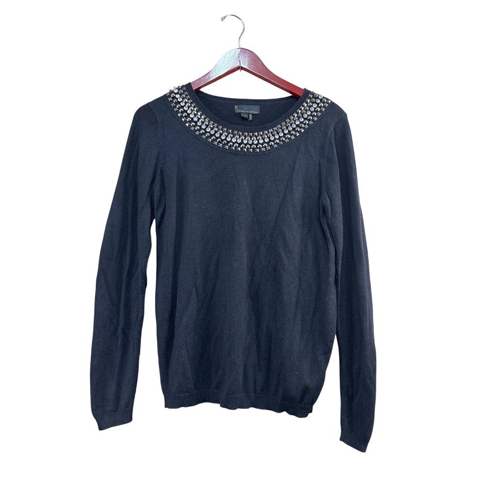 Jeans By Buffalo Black Beaded Collar Sweater S Long Sleeve